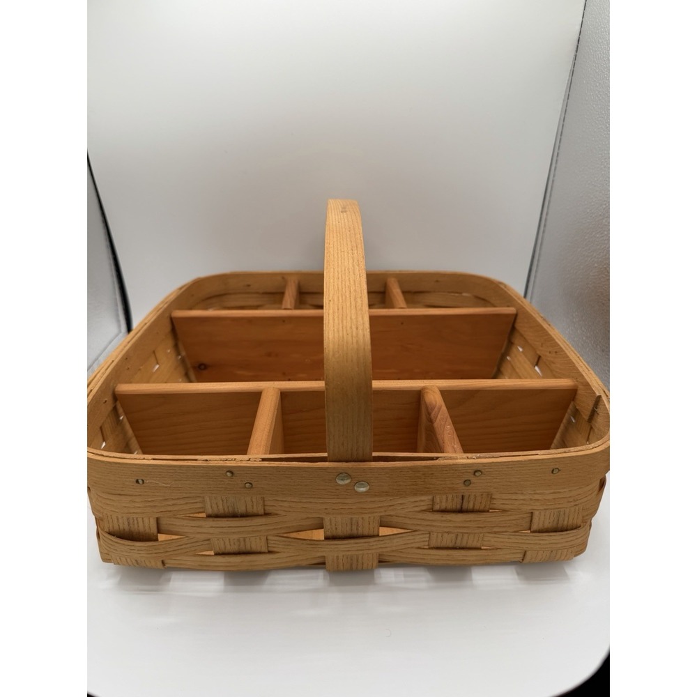 Peterboro Since 1854 Basket Co. Large Handle And 7 Dividers - Picture 3 of 6